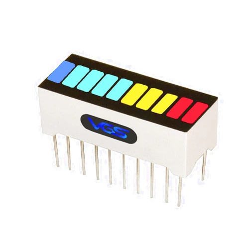 Vigor_Source VG_S New 1 pc. 10 Segment LED Bar Graph Display 4 Colors(2xSuper Red+ 3xYellow+ 4xTeal +1xBlue) Single led bar Graph(DIY or Arduino) RYBTB