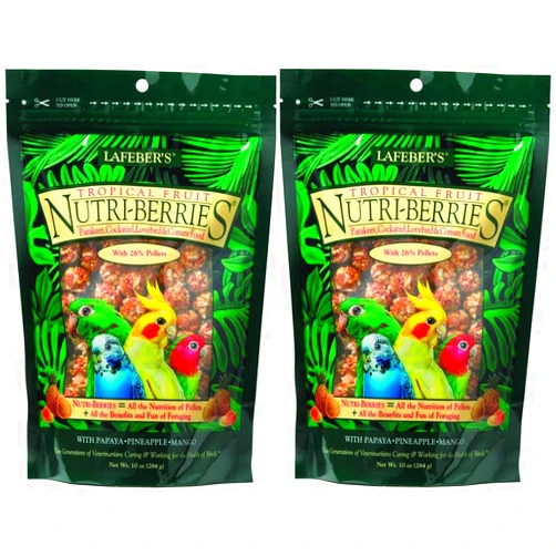 Lafeber's Gourmet Tropical Fruit Nutri-Berries Parakeet, Cockatiel & Conure Food 10 oz (2 Pack)