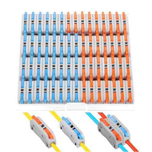 XHF2018 60 pcs XHF Conductor Compact Connectors Lever Connectors Nuts, Electrical Connectors Wire Terminals for Any Circuit Inline Splices 28-12 AWG (SPL-1) Orange&Blue