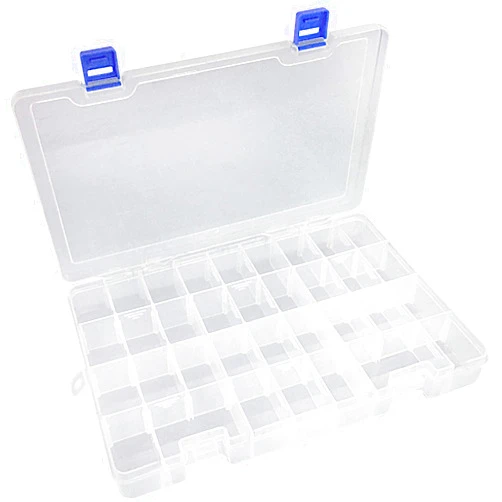 Qualsen Plastic Compartment Box with Adjustable Dividers Craft Tackle Organizer Storage Containers Box 34 Grid 2pcs (Clear)