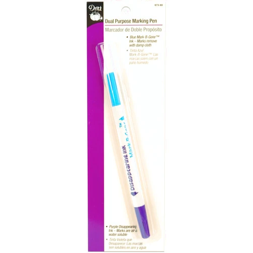 Dritz Dual Purpose Disappearing Ink & Mark-B-Gone, Marking Pen, Blue and Purple, 8.75 x 2.88 x 0.5