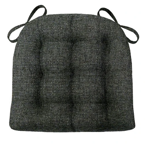 Barnett Home Decor Brisbane Charcoal Dining Chair Cushions with Ties - Extra-Large Size 18 Chair Pad - Latex Foam Fill, Reversible - Made in USA (Dark Gray Black/XL Jumbo)
