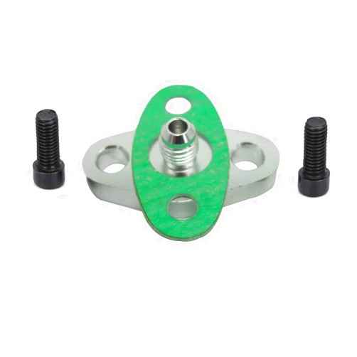 koxuyim Turbo Oil Feed Inlet Flange with Gasket 4-AN Adapter Kit，AN4 W/Built In Restricter and Bolts Compatible with T3 T3/T4 T04 T4 For Ball Bearing Turbos