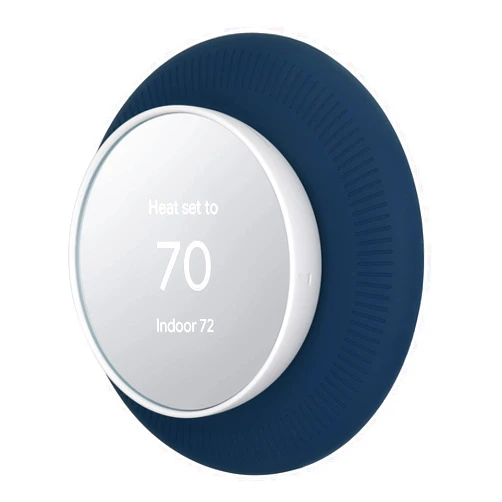Poivy Wall Plate Cover Compatible with Google Nest Thermostat 2020, Silicone Fingerprint Resistant Bracket Mount Trim Kit for Nest Thermostat, Complementary Design Easy Installation Backplate for Home Blue