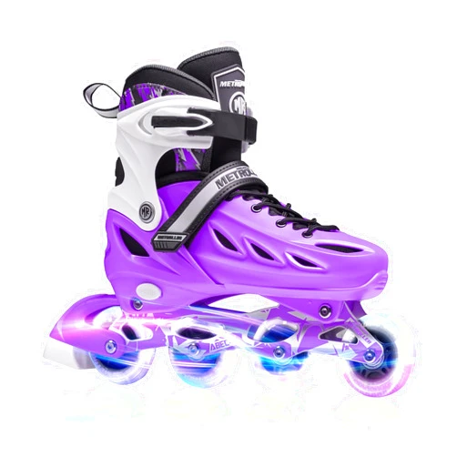 METROLLER Inline Skates for Girls and Boys, Women, Men 4 Sizes Adjustable Inline Skates with Light Up Wheels, Illuminating Beginner Skates for Kids 5-8 8-12 & Adult Youth.