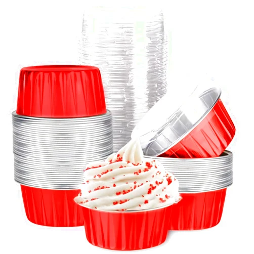 Findful Mini Aluminum Foil Cupcake Baking Cups with Lids (40pcs, 5oz) Round Cupcake Foil Liners Tart Pie Tin Pan Holder - Disposable Mini Cake Containers Flan Molds for Pudding, Souffle, Party, Wedding