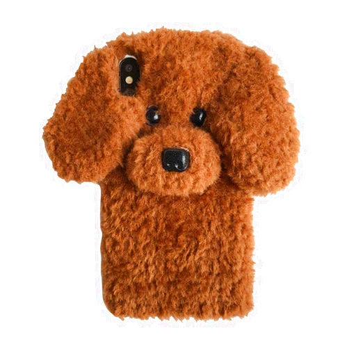 UnnFiko Super Cute Teddy Dog Fluffy Fur Case Compatible with iPhone X/iPhone Xs, Fuzzy Furry Warm Plush Soft TPU Winter Case Protective Covers (Teddy Brown, iPhone X/Xs)
