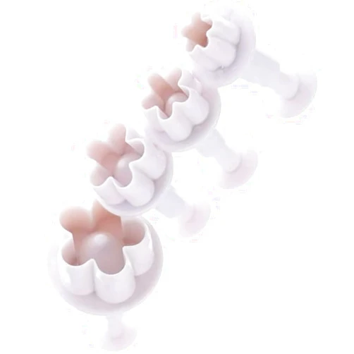 TypoGrove 4Pcs Flower Plunger Cookie Cutter DIY Blossom Flower Cake Fondant Mold Plastic Cake Decorating Tools Baking Accessories Cookie Cutters For Baking Plastic, Flower Fondant Cutter