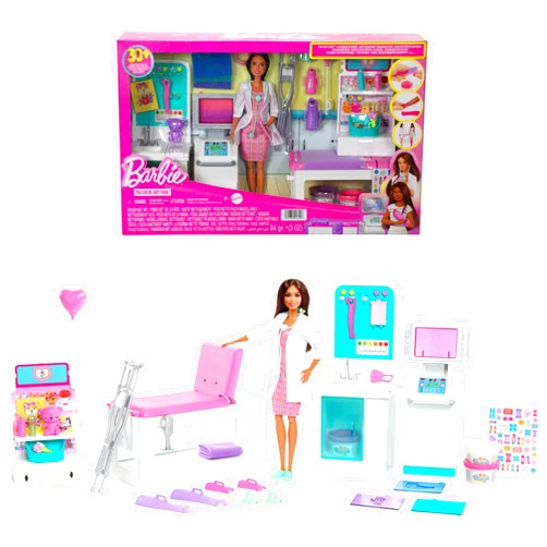 Barbie Careers Playset, Fast Cast Clinic with Brunette Doctor Fashion Doll, Furniture & 30+ Accessories Including Molds & Dough for Bandages