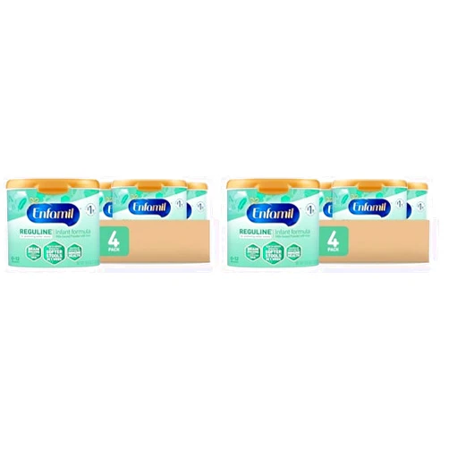Enfamil Reguline Baby Formula, Milk-Based Infant Nutrition, Dual Prebiotics for Soft, Comfortable Stools within 1 Week of Use, Omega-3 DHA for Immune Support, Reusable Powder Tub, 78 Oz​ (Pack of 2)