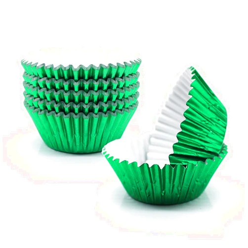 GOLF Cupcake Liners Green,GOLF Standard Size Green Foil Cupcake Liners Wrappers Metallic Baking Cups,Muffin Paper Cases, 100 Pack