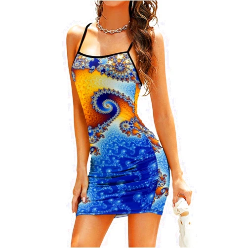 PPIKTC Women's Sexy Spaghetti Strap Bodycon Mini Club Party Dress