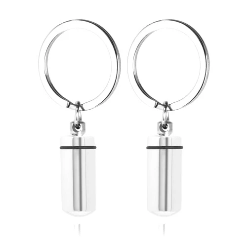 JJMOLLE Cremation Jewelry for Ashes Pendant Urn Necklace Keychains Cylinder with Silver Stainless Steel Keepsake Ashes Memorial Jewelry (2PCS)
