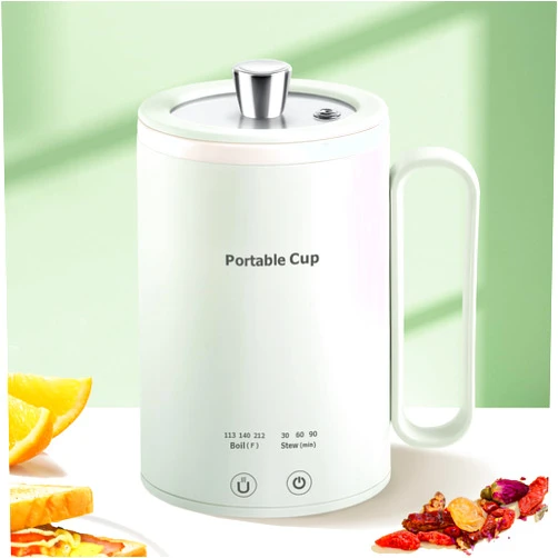 JANHESTY Small Portable Electric Kettle: 400ml Mini Hot Water Boiler Heater, 300W Travel Tea Coffee Kettle, Personal Health Stew Pot with Temperature Control, Timer, Keep Warm & Boil Dry Protection