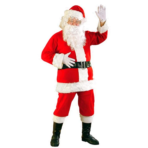 Rubies Rubie's Bright Red Flannel Santa Suit with Gloves