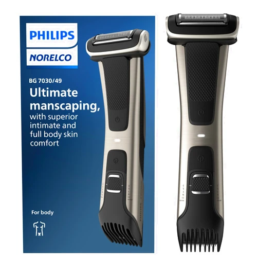 Philips Norelco Bodygroom 7000 Series, Showerproof Groin and Body Trimmer for Men, Precise Body Grooming, Adjustable Comb, Safe Even Below The Belt, 80 Min. Runtime, Model BG7030/49