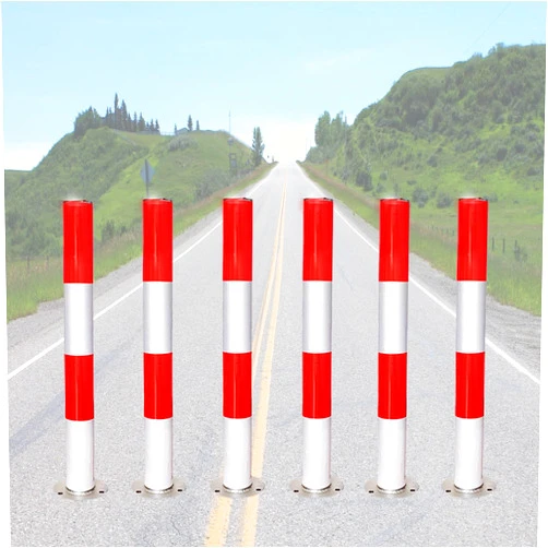 Generic Safety Cones,6 Pcs Traffic Safety Bollard,23 29 Inch Tall Steel Reflective Delineator Post for Private Parking/Crowd Control/Street/Public Area,Sidewalk Road Cones/Driveway Barrier,White