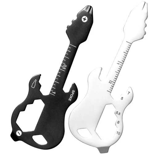 Ymapinc 2Pcs Beer Bottle Opener Stainless Steel Guitar Shaped Pocket Beer Opener Tool for Music Lover Bartender Cool Small Bar Bottle Opener(Black, Silver)