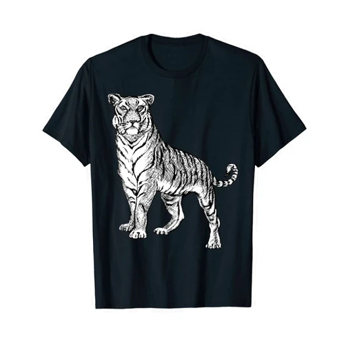Tiger Art Tees And Awesome Big Cat Gifts by taiche Tiger Line Art Drawing Black And White Tattoo Art T-Shirt