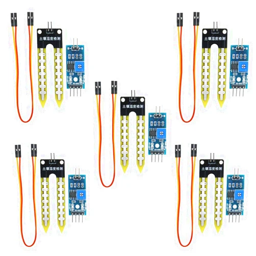 KeeYees 5 Pcs High Sensitivity Soil Moisture Sensor Module with Female to Female Jump Wires, Sensor Module Watering System Manager for Arduino