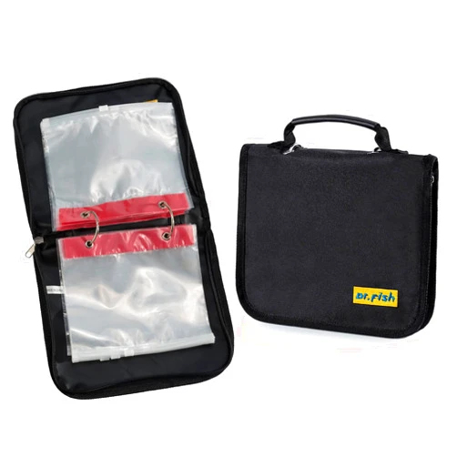 Dr.Fish Soft Bait Binder 10 Pieces PVC Bag Fishing Lure Storage Tackle Wallet Waterproof Heavy Duty Buckle Corrosion Resistant Zipper Worms Snell Hooks Sinkers Rig