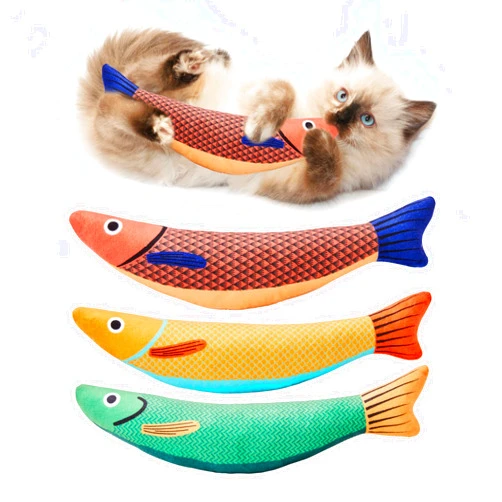 Potaroma Cat Toys Saury Fish, 3 Pack Catnip Crinkle Sound Toys Soft and Durable, Interactive Cat Kicker Toys for Indoor Kitten Exercise 9.4 Inches for All Breeds