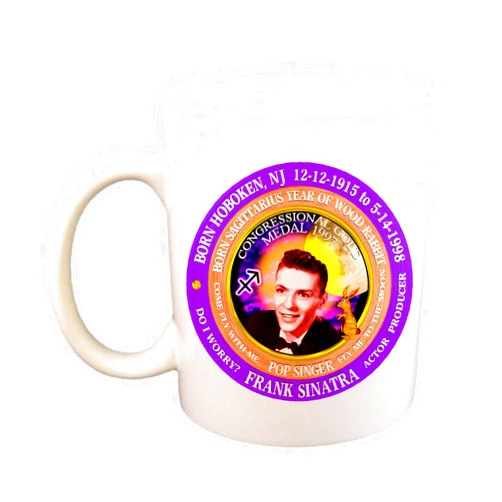 ValxArt Frank Sinatra Singer Cup/Mug, Astrology Sagittarius Zodiac Wood Rabbit