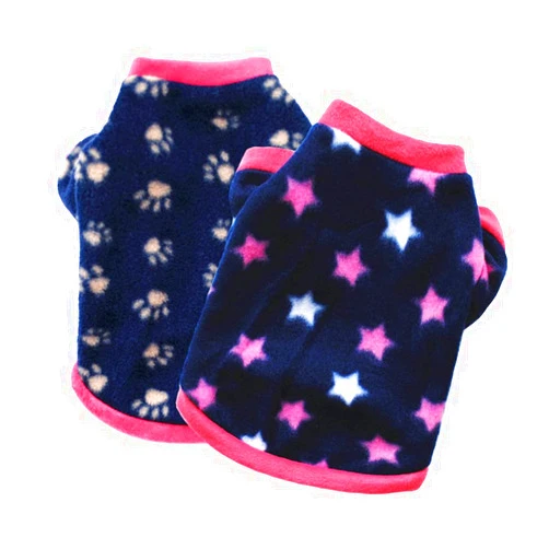 PIXRIY 2 PCS Warm Dog Sweater, Soft Fleece Puppy Clothes Doggie Shirt Winter Outfits Sweatshirt for Small Pets Dogs Cats Chihuahua Teddy Pup Yorkshire(Star Paw, M)