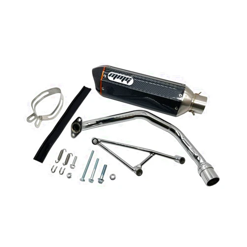 MMG Exhaust System Muffler for GY6 125cc 150cc 4 Stroke Scooters (Carbon Fiber Finish)