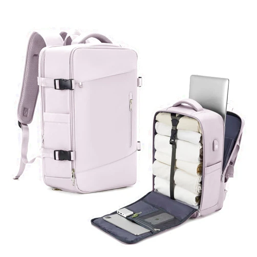 Livbote Large Travel Backpack for Women Men, Lightweight Carry on Backpack Flight Approved, Waterproof Casual Daypack Backpacks with Shoe Compartment for Overnight Travel Mochila de viaje, Lotus Pink