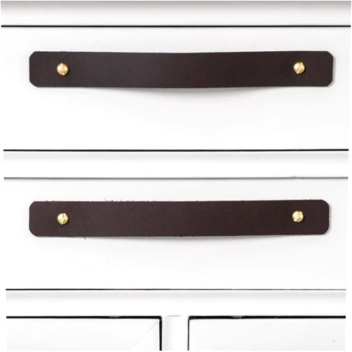 KEYAIIRA - Leather and Brass Drawer Handle - minimal furniture knobs modern kitchen handle pulls for cabinets farm house Scandinavian dresser hardware