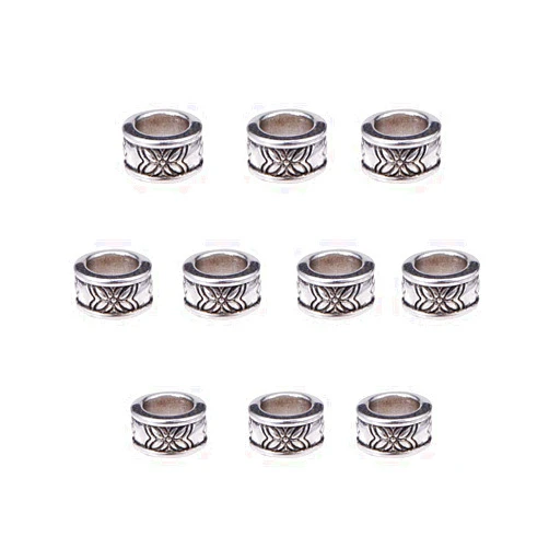 PH PandaHall 100pcs Rondelle Spacer Beads Tibetan Alloy Antique Silver European Large Hole Spacers for Bracelet Necklace DIY Jewelry Making, 8mm, Hole: 5mm