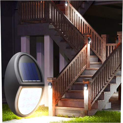 XINREE 8 Pack Outdoor Fence Solar Lights Powered, IP68 Waterproof Solar Step Lamps, Outside Led Wall Light Solar Stair Light for Porch Deck Yard Garage Garden - White Light