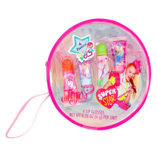 Taste Beauty JoJo Siwa Flavored Lip Gloss and Wristlet, Colored Lip Gloss with Fruit Flavors, Pack of 4