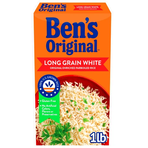BEN'S ORIGINAL Converted Brand Enriched Long Grain White Rice, Parboiled Rice, 1 lb Box (Pack of 12)