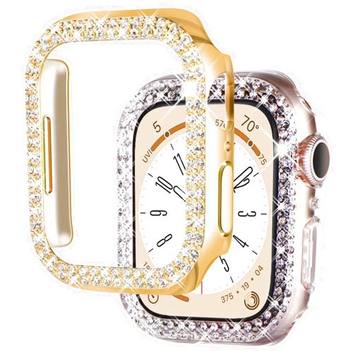 NewWays 2-Pack Bling Compatible for Apple Watch Cases 40mm SE 2022 Series 6 5 4, Protective Bumper for iWatch SE Series 4/5/6 (40mm, Gold/Clear)
