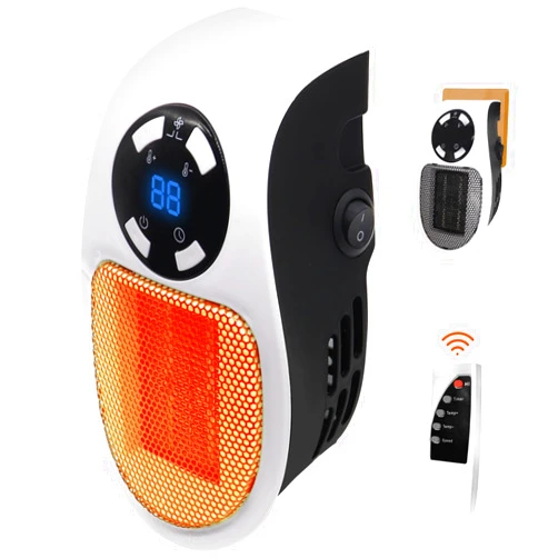 Mizvsitrd 500W Plug in Heater: Upgraded Space Heaters for Indoor Use with Thermostat and Timer, 180° Rotatable Small Portable Heater, Quiet Electric Heater with LED Display, Mini Heater for Bedroom, Bathroom