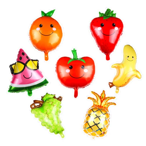 NOVIPEROW 7 Pcs Fruit Balloons Fruit Shaped Foil Mylar Balloons for Birthday Party Wedding Favors Fruit Themed Party Decoration