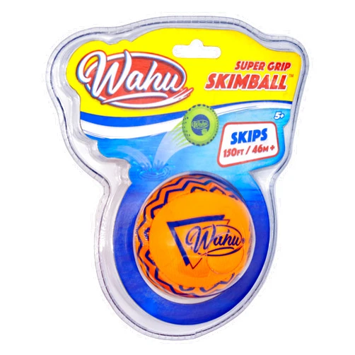Wahu Super Grip 100% Waterproof Skimball Pool Toy, Water Skipping Ball for Pool and Beach, Skips Over 150' on Water, Orange