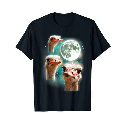 MagicMoon Three Ostrich Moon Hilarious Flightless 3 Bird Parody T-Shirt