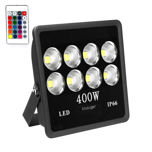 Musuger 400W LED Flood Light RGB Color Changing with Remote Control, 16 Colors & 4 Modes, 2700K Warm White to Daylight Tunable, Waterproof IP65 Outdoor Security Lights for Garden Stage Lighting US 3-Plug