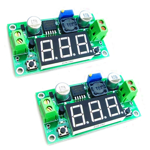 HiLetgo 2pcs LM2596 Adjustable DC-DC Step Down Buck Power Convert Module 4.0-40V Input to 1.25-37V Output with LED Voltmeter Display