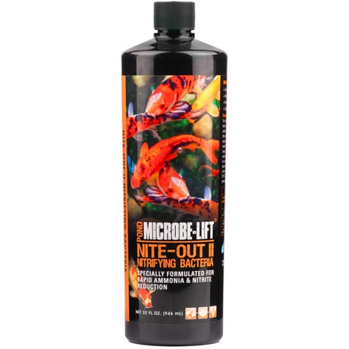 MICROBE-LIFT NITE32 Nite-Out II Water Cleaner for Outdoor Ponds and Water Gardens, Rapid Ammonia and Nitrite Reduction, Safe for Koi Fish, Goldfish, Live Plants, and Decorations, 32 Ounces