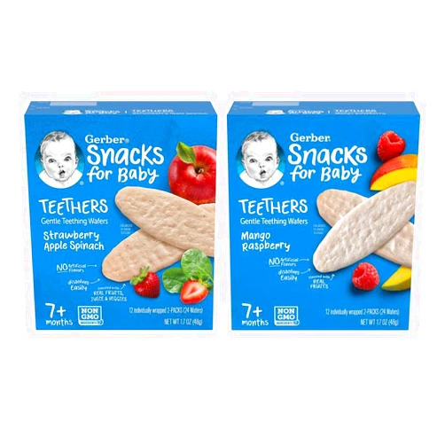 Gerber Teethers (1 Strawberry Apple Spinach, 1 Mango Raspberry) Variety Pack