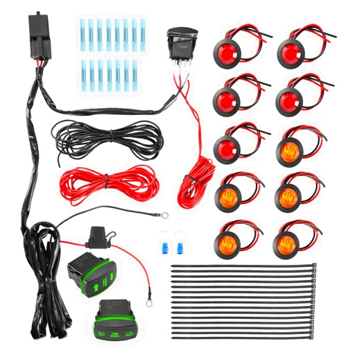 Blogole Pre-wired ATV UTV Turn Signal Kit, Universal Street Legal Kit with Rocker Switch & Relay Fuse, Compatible with Polaris RZR Ranger Turbo Can-Am SxS, (Vertical&Horizontal Switch)