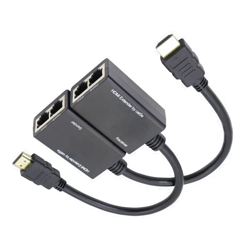SHANFEILU HDMI Extender to RJ45 Over CAT 5e/6 Network LAN Ethernet Cable Adapter Signal Repeater 98ft 1080P HDMI Male to RJ45 Adapter 30M Sender+Receiver,2 Ports