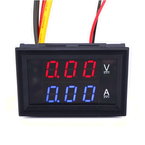 DROK 0.28 Inch LED DC 0-100V 10A Digital Voltmeter Ammeter 2in1 Multimeter 12V 24V Voltage Amperage Meter with Red Blue Dual Color Display and Build-in Shunt for Car Auto Boat Battery Monitoring