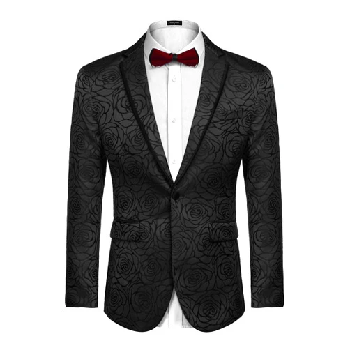 COOFANDY Men's Floral Suit Jacket Embroidered Wedding Blazer Party Dinner Tuxedo