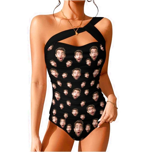 M YESCUSTOM Custom Face Swimsuit Photo Personalized Funny Bathing Suit Two Pieces Sexy Bikini Sets Gift for Women