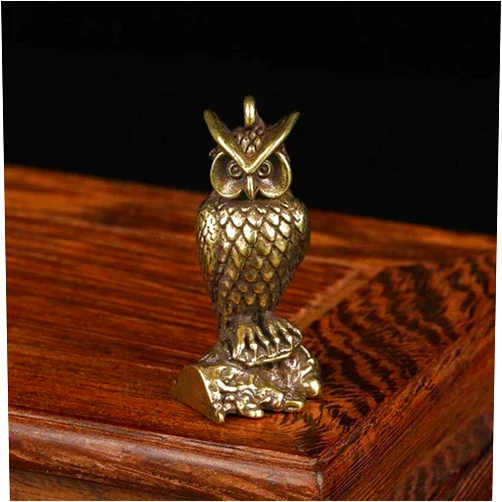 FOSANGPUSHI Brass Statues for Home Decor,4.5x2cm Retro Copper Animal Tea Pet Retro Brass Owl Ornaments Miniature Statues Desktop Decorations Crafts Keychain Pendant